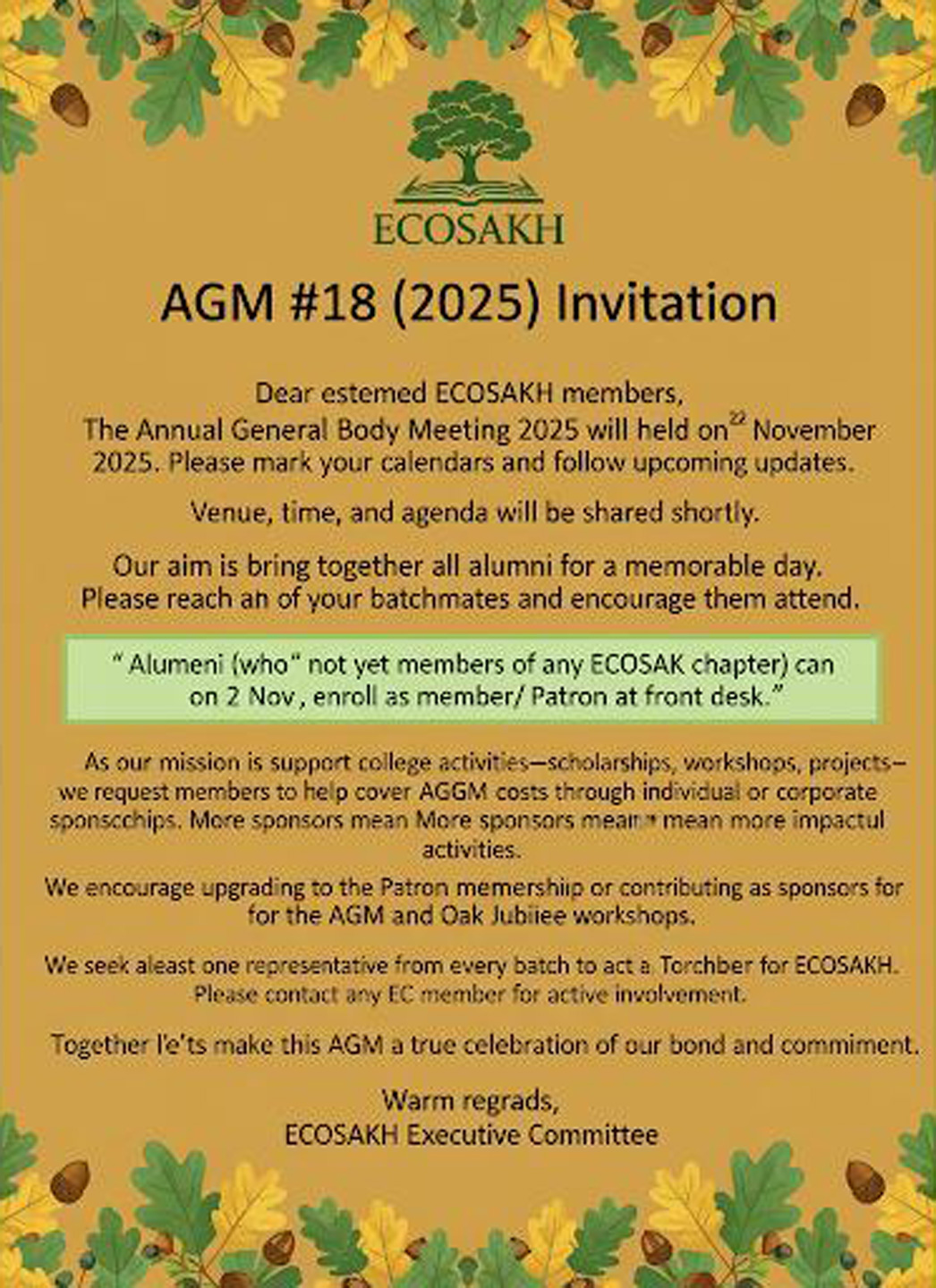 The AGM No 18 (2025) Invitation